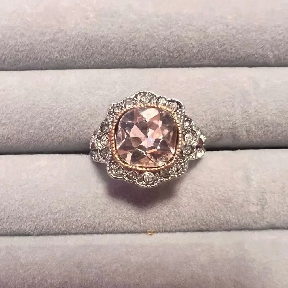 ⭐️3/$25⭐️ NEW Silver Ring With Pink And Diamond Crystal